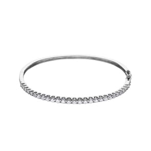 2.00 carats diamants bracelet jonc ovale or gris 750/18 ct