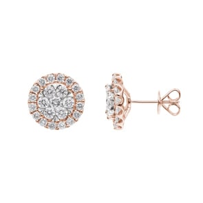 2.00 Karat Halo Diamantohrstecker 750/18 K Roségold