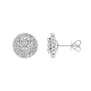 2.00 carats diamants clous d'oreilles halo or gris 750/18 ct