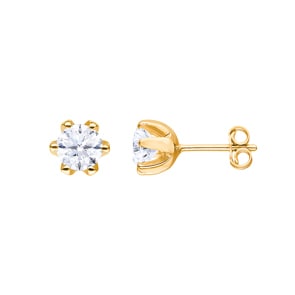 2.00 Karat Solitär GIA-Diamantohrstecker 750/18 K Gelbgold, 6-Griff
