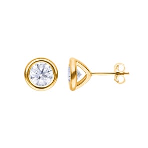 2.00 Karat Solitär GIA-Diamantohrstecker 750/18 K Gelbgold, Zargenfassung