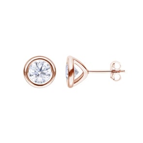2.00 Karat Solitär GIA-Diamantohrstecker 750/18 K Roségold, Zargenfassung