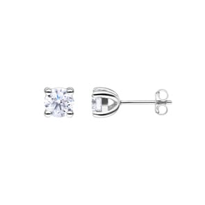 2.00 Karat Solitär GIA-Diamantohrstecker 750/18 K Weissgold, 4-Griff