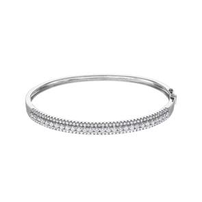 2.01 carats diamants bracelet jonc or gris 750/18 ct