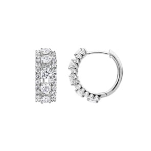 2.02 carats diamants créoles or gris 750/18 ct Ø 16mm