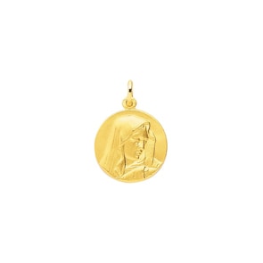 Pendentif or jaune 750/18 ct Ø 19mm, Vierge