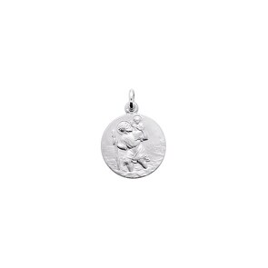 Pendentif or gris 750/18 ct Ø 17mm, St. Christophe