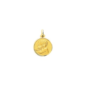 Anhänger 750/18 K Gelbgold Ø 15mm, Schutzengel mit Taube