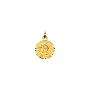 Pendentif or jaune 750/18 ct 15mm, Ange gardien