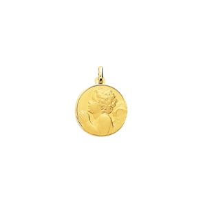 Pendentif or jaune 750/18 ct Ø 19mm, Ange gardien