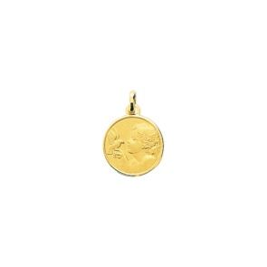 Anhänger 750/18 K Gelbgold Ø 16mm, Schutzengel mit Taube