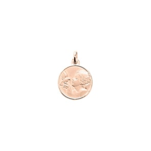Anhänger 750/18 K Roségold Ø 16mm, Schutzengel mit Taube