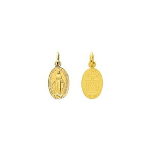 Pendentif or jaune 750/18 ct 9x14mm, Vierge miraculeuse