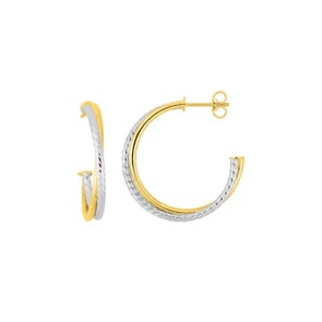 20mm Halbcreolen 750/18 K Gelbgold bicolor