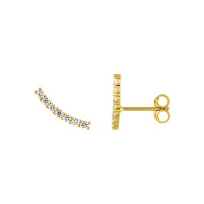 Clous d'oreilles or jaune 750/18 ct avec zircones