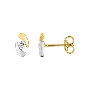 Ohrstecker 750/18 K Gelbgold bicolor mit Zirkonia