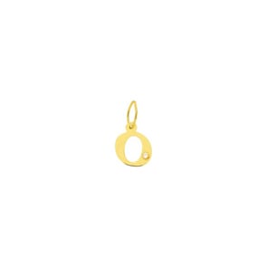 Pendentif or jaune 750/18 ct avec diamant 0.01ct., Lettre O