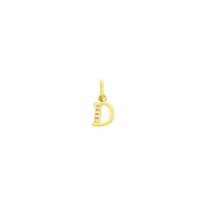 Pendentif or jaune 750/18 ct avec zircones, Lettre D