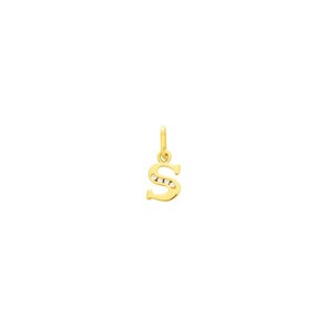 Pendentif or jaune 750/18 ct avec zircones, Lettre S