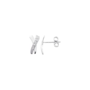 Clous d'oreilles or gris 750/18 ct avec diamants 0.01ct. H/p1