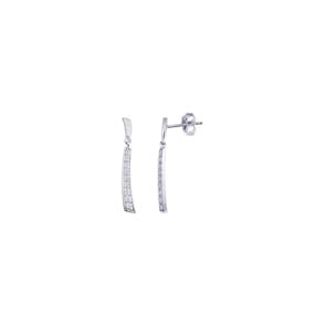 Boucles d'oreilles pendantes or gris 750/18 ct avec diamants 0.08ct. H/p1