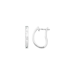Créoles or gris 750/18 ct avec diamants 0.25ct. H/si, baguette