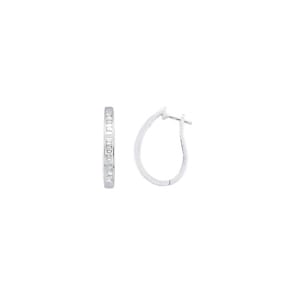 Créoles or gris 750/18 ct avec diamants 0.40ct. H/si, baguette