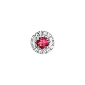 Clous d'oreilles or gris 750/18 ct avec rubis et diamants 0.08ct.