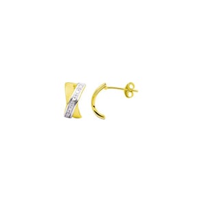 Ohrringe 750/18 K Gelb-/Weissgold mit Diamanten 0.04ct. H/p1