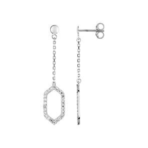 Boucles d'oreilles pendantes or gris 750/18 ct avec diamants 0.31ct. H/p1