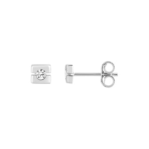 Clous d'oreilles or gris 750/18 ct avec diamants 0.08ct. H/p1