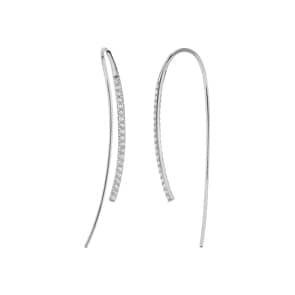 Boucles d'oreilles pendantes or gris 750/18 ct avec zircones