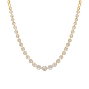 3.00 Karat Halo Diamantencollier 750/18 K Gelbgold