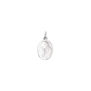 Pendentif or gris 750/18 ct 12x16mm, Vierge à l'enfant