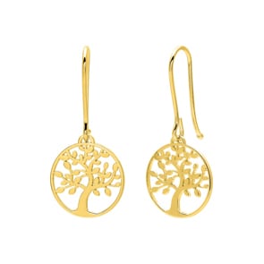 Boucles d'oreilles pendantes or jaune 750/18 ct, Arbre de vie