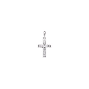 Anhänger 750/18 K Weissgold mit Diamanten 0.10ct. H/si, Kreuz