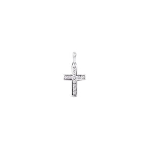 Pendentif or gris 750/18 ct avec diamants 0.20ct. H/si, croix