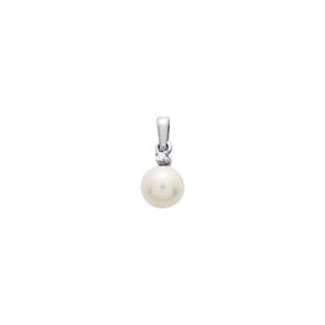 Anhänger 750/18 K Weissgold mit Süsswasserzuchtperle und Diamant 0.02ct.