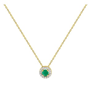 Collier mit Anhänger 750/18 K Gelbgold mit Smaragd & Zirkonia