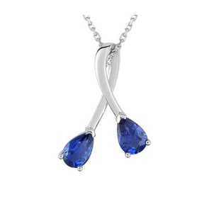 Collier 750/18 K Weissgold mit 2 Saphiren