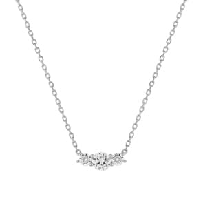Collier or gris 750/18 ct avec zircones trilogie
