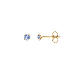 4mm Blautopas Ohrstecker 375/9 K Gelbgold