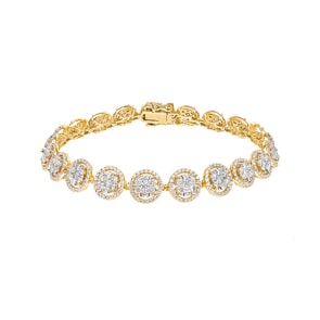 5.00 Karat Diamanten Halo Tennisarmband 750/18 K Gelbgold