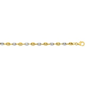 5.0mm Collier grain de café or bicolore 375/9 ct semi-massif