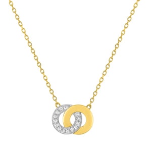 Collier or jaune 750/18 ct bicolore avec zircones