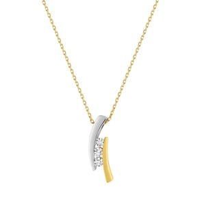 Collier or jaune 750/18 ct avec zircones trilogie