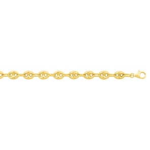 7.0mm Collier grain de café or jaune 375/9 ct semi-massif