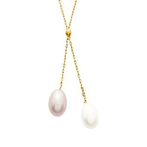 Collier 750/18 K Gelbgold mit rosa und weissen Süsswasserzuchtperlen