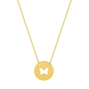 Collier mit Anhänger 750/18 K Gelbgold 42cm, Schmetterling