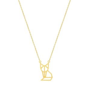 Collier mit Anhänger 750/18 K Gelbgold 42cm, Katze